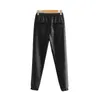 Pantalon taille haute élastique d'hiver femme pantalon en cuir pu noir femme harem pantalon joggers pantalon crayon streetwear pantalon femme 201106