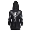 Rosetische Gotische Skull Hooded Hoodies Dames Halloween Jas Mode Rits Fitness Streetwear Cool Girls Black Hoodie Sweatshirt LJ200811