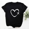 Voyage Plane Coeur Amour Graphique T-shirts D'été Femmes T-shirt En Coton Tshirt Femmes À Manches Courtes Femme T-shirts Noir Camisetas Mujer T200525