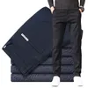 冬の男性の暖かい厚いカジュアルパンツビジネスファッションブラックブルーストレッチフリースオフィススリムズボン男性ブランド220214