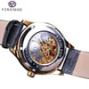 Forsining Marca Luxo Homens Moda Esqueleto Relógio de Relógio Relógio Retro Design Transparente Caso Creative Self-Wind Mechanical Watch Watch Slze36