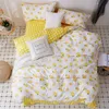 Sarı Limon Baskılar Yatak Seti 3/4 adet Çocuklar / Yetişkin Yatak Keten Nevresim Çarşaf Yastık Meyve Yorgan Kapak Setleri Yatak Odası 201210