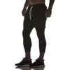 Calças fitness masculinas 2 em 1 leggings fitness elásticas de secagem rápida shorts de treinamento para academia calças modernas