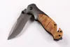 Brown X50 Fast-opening Tactical folding knife Grey Titaniun Blade Steel+wood handle camping knives wtih retail paper box