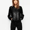 Женщины Sequin Coat Bomber Jacket с длинным рукавом на молнии Streetwear Повседневная свободная верхняя одежда с блестками Новая мода Женское осеннее пальто T200212