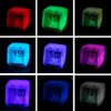 Colorful LED Alarm Clock Square White Night Light Clock Cute Electronics Silent Clocks Temperature Date Time Digital Display Xmas Gift