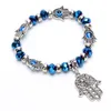 Bracelets de charme WholeVintage Charms Turquoise Perles Bracelet Mode Hamsa Main Cristal Verre Femmes Fine Bijoux Pulseras G045260627