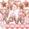 Love Balloons Kit Heart Shaped Foil Balloon Valentines Day Wedding, Bridal Shower Decorations Party Supplies JK2101XB