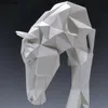 Лошадь головы украшения животных смолы дома украшения нордические геометрические оригами ремесла мебель для гостиной стола декор статуэтка 220210