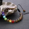 Justerbar tiger ögon turkos naturstenpärlor armband 7 yoga chakra armband mode smycken för kvinnor män gåva kommer och sandig