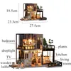 Casa grande diy casas de bonecas de madeira cozinha em miniatura villa casa de bonecas kit de móveis kast travaux manuels adulte oyuncak ev 2012177110543