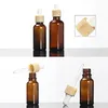 Empty Amber Glass Dropper Bottles Essential Oils Bottles With Glass Eye Droppers Perfume Sample Vials Essence Liquid Cosmetic Containers