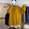 Hommes Harajuku Hoodies Sweats Surdimensionnés Streetwear O Cou Noir Lâche Tops Mâle Hip Hop Hiver De Base À Capuche