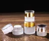 Frosted Glass Jar Cream Flessen Ronde Cosmetische Kruiken Hand Gezichtscrème Fles 20G-30G-50G potten met goud / zilver / witte acrylkap