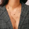 Nuova collana Boho Geometry per le donne 2021 Vintage multistrato di cristallo con paillettes Star Lock pendenti collane girocolli gioielli regalo