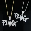 Iced out Two Color Plug Letter Pendant Pavimentado de alta calidad Cubic Zircon Hip Hop Collar Cadena Hombre Boy Rock Jewelry al por mayor