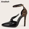 Aneikeh NEW Spring Fashion PU Pompe da donna 2021 Sexy D'Orsay Due pezzi Tacchi sottili Punta a punta Cinturino con fibbia Scarpe da donna 35-42 C0129