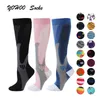 Conjunto de calcetines de compresión para hombres y mujeres hasta la rodilla ciclismo correr baloncesto maratón calcetines deportivos para venas varicosas atléticas Y1222