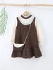 Toddler Girls Plaid Frilled Broderie Mesh Insert Ruffle Hem Dress Avec Sac SHE