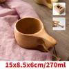 NOUVEAUStyle nordique 4 sortes de tasses à thé en bois de caoutchouc avec poignées Kuksa tasses à café en bois avec corde deux trous à la main Portable eau potableZZd13