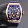 New Vanguard Yachting Gravity V45 T Skeleton Dial Automatic Mens Watch Rose Gold Case Blue Inner Blue Rubbe Sport Wathes HWFM Hello_Watch