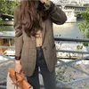 Peonfly Spring Korean Vintage Plaid Blazers Women Fashion Fashion Notched Bouton Blazer Femme Casual Coat Blazer Feminino LJ200911