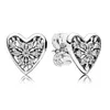 Silverörhänge Golden Shine Clear Sparkling Crown Pave Heart Winter Frost Hoop Earring For Women Fit Pandora smycken med låda