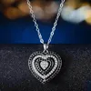 Hollow Diamond Heart Necklace Romantic Love Heart Pendant Halsband Kvinnor Bröllopshalsband Fashion Jewelry Will and Sandy Gift