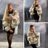 Mulher Feminina Faux Real Jaqueta de Inverno Malha de Manga Longa para Mulheres Raccoon Natural Casaco Senhoras Lã de Luxo Quente com