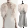 100% Blush Pink Ostrich Feather BRIDAL BOLERO Fur Jacket For Lady Women Evening Gown Wedding dress Bridesmaid Fur Wrap Shawls 201103