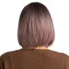 Raka korta bob peruker med lugg naturliga med höjdpunkt för kvinnor bob peruker värmebeständiga syntetiska hår peruker W10363