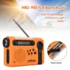 HanRongDa Mini Radio Portable AM FM Full Band Disaster Prevention Emergency Stereo Radio Receiver Battery Solar Charging LED Flashlight