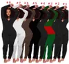 Abbigliamento inverno Abbigliamento Donne Tiduffitti con colori solidi Casual Skinny Bodysuits Sexy Pagliaccetti A maniche lunghe Vestiti Plus Size 2XL Black Leggings 4140