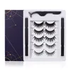 5 pares 3d None-Magnecnic Eyelashes Espessura Natural Auto-adesivo Eyelashes Conjunto de cílios falsos de colagem com tweezer DHL grátis