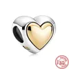 925 Ayar Gümüş Melek Anne Aile Kalp Serisi Parlatıcı Boncuk Fit Pandora Charms Bilezikler Kadınlar DIY Moda Takı