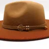 Fieltro Fedora Sombreros Jazz Panamá Gorra Mujeres Hombres Color degradado Sombrero de ala ancha Mujer Hombre Sombrero formal para hombre Señoras Tapas superiores Moda de invierno N7375517