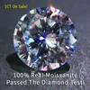 Big Real 1CT 6.5MM Färg DE VVS1 3EX Cut Lös Diamantsten Hel Moissanite För Ring