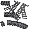 City Trains Flexible Tracks Forked Straight Curved Rails Switch Building Block Bricks technic Creator Toys for kid Q1126