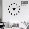 Bouledogue français races de chiens taille réglable 3D bricolage acrylique horloge murale chiot animalerie décor miroirs surface mur autocollant horloge montre Y200407
