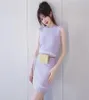 Two Piece Dress Designer High Quality Candy Color Knited Vest Set Sleeveless Skirt Suit QLXN