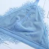 Dantel Bralette Linehined Yumuşak Güzel Güzellik Arka Sütyenleri Görmek Yüksek Kesilmiş Pantie Briefs Kadın iç çamaşırı takım elbise Ropa İç Femenina Y200708