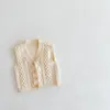 Ins Baby Kids Clothing Sweater Vest Vneck編み豊かなカラーカーディガンセーター100％コットンブティックガールボーイ春秋セーター