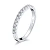 AINUOSHI Classic Row Drill Wedding Band Ring 925 Anillo de plata esterlina Compromiso de diamante simulado Wedding Band Ring Jewelry Y200106