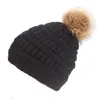 Xthree vente chaude polyester bonnet tricoté avec fausse fourrure pom pom chapeaux d'hiver pour les femmes en plein air casquettes de ski pop pas cher chapeau Y201024