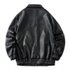 Faux Leather Bomber Jacket Men Solid Oversize Male Motorcycle Coat Biker Waterproof Moto Clothing Spring 2021 CWU-45P 220211