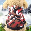 Vestuário para cães impressão de animais de estimação suéter de camuflagem capuz de capuz de roupa para pequenos cães médios cachorros yorkshire terrier roupas grossas e grossas1