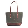 Vaxad Strand Tote Vax Kanvas Tote Tung bomull Shopping Bag Leather Handle