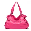 Rosa Red Mulheres Grande Capacidade Bolsa De Ombro Top Handle Bag Pu Soft Leather Lady Messenger Bag Linda e animada Totes