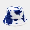 Faux Fur Fishman Cap Ladies Vintage Cow Grain Autumn Winter Thicken Warm Flat Hat Outdoor All Matched Soft Bucket Hats RRA3904