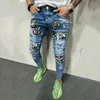 Fashion Street Mens Clothing Spring Autumn Patchwork Jeans Slim Casual Youth Hip Hop Stretch Denim Pants Ripped Skinny Trousers